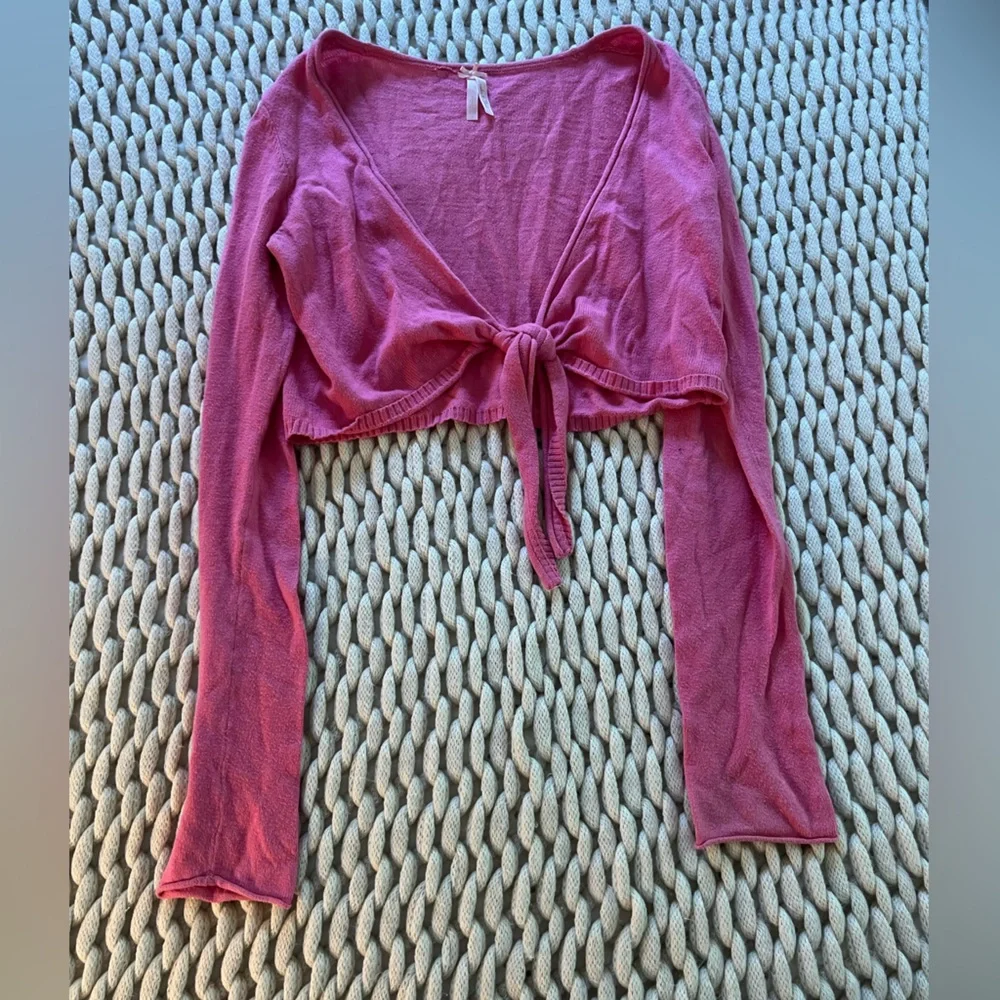 Vintage Y2K Abercrombie & Fitch! Pink crop tie ballerina style sweater size L - Picture 3 of 5